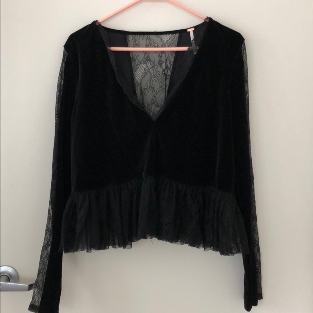 Free People Velvet Lace Top - Size S